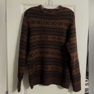 Earth Tone Pattern Wool Men’s Sweater